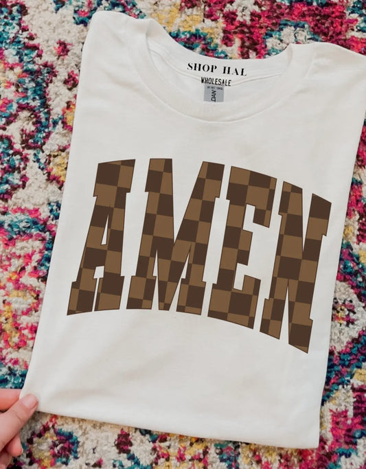 Checkered Amen Tee