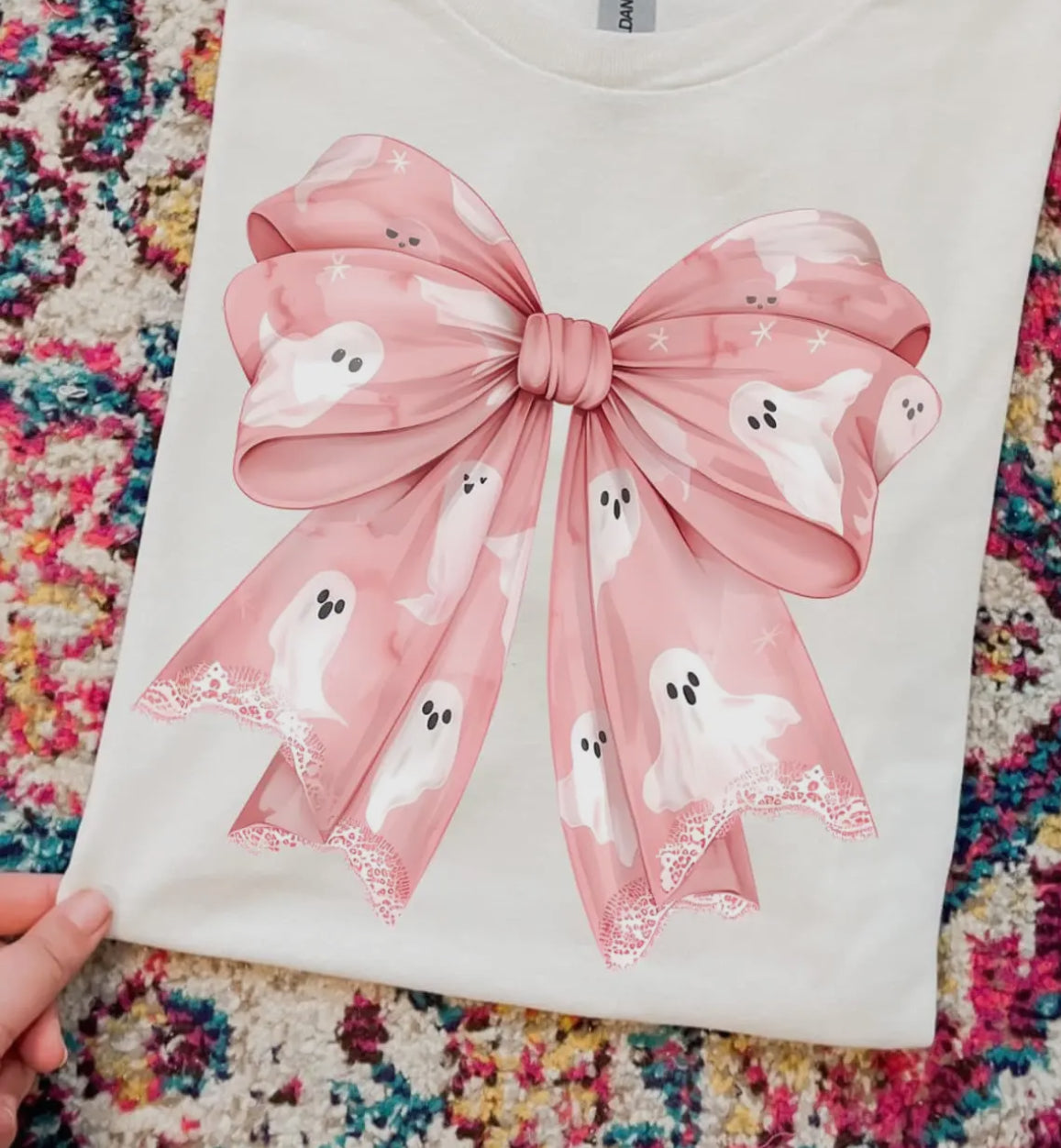 Pink Ghost Bow Tee