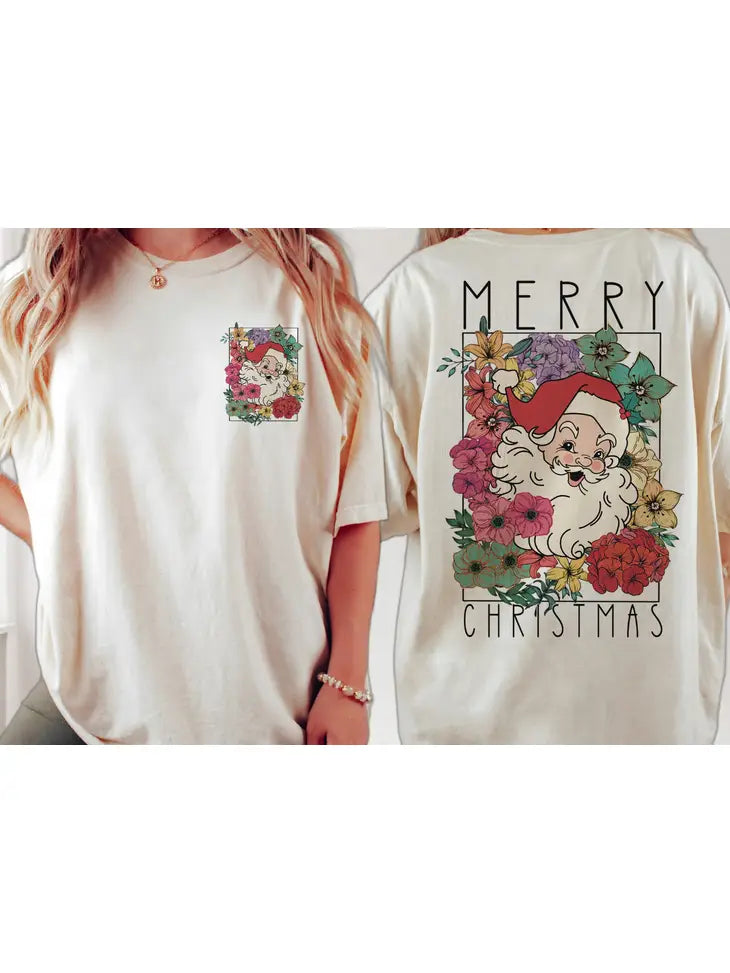 Merry Christmas Floral Tee