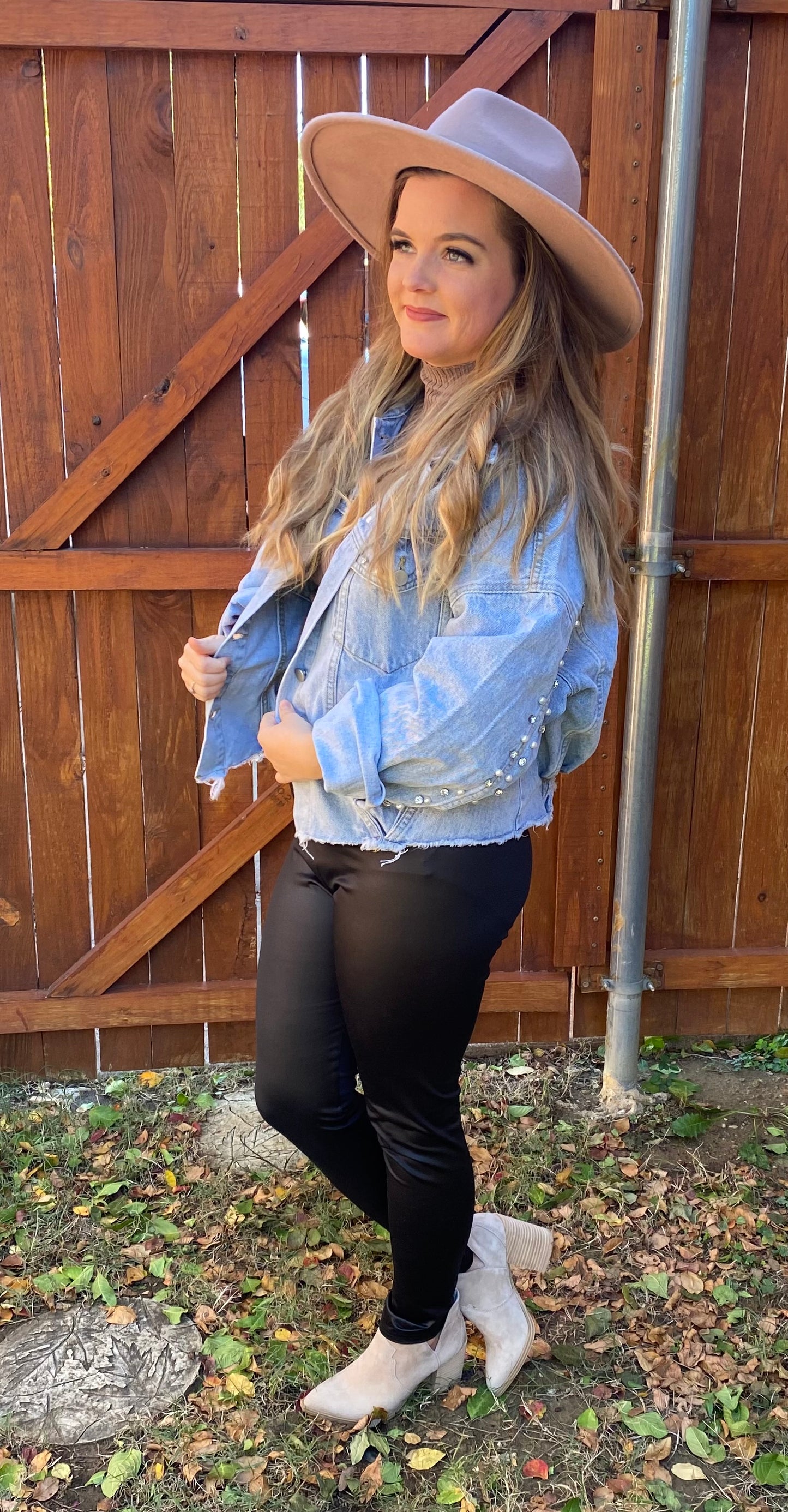 Distressed Beaded Denim Jacket