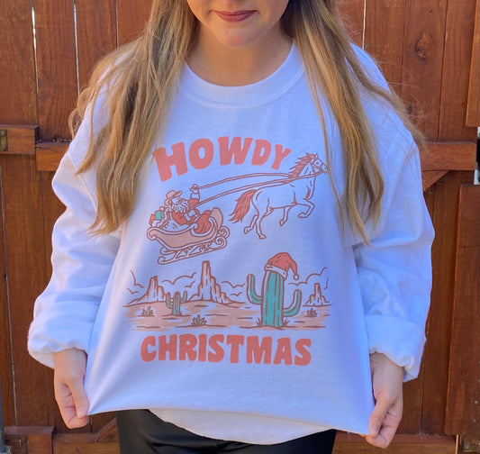 White Howdy Christmas Crewneck