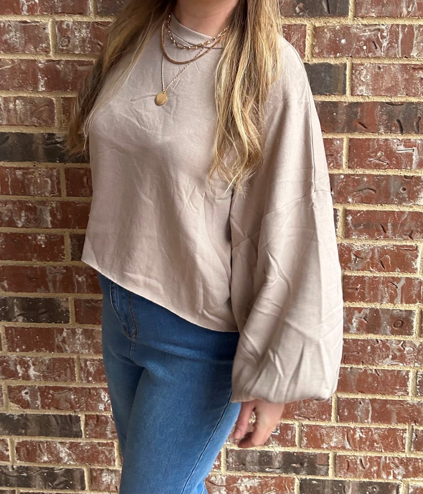 Soft Stretch Cropped Sweatshirt