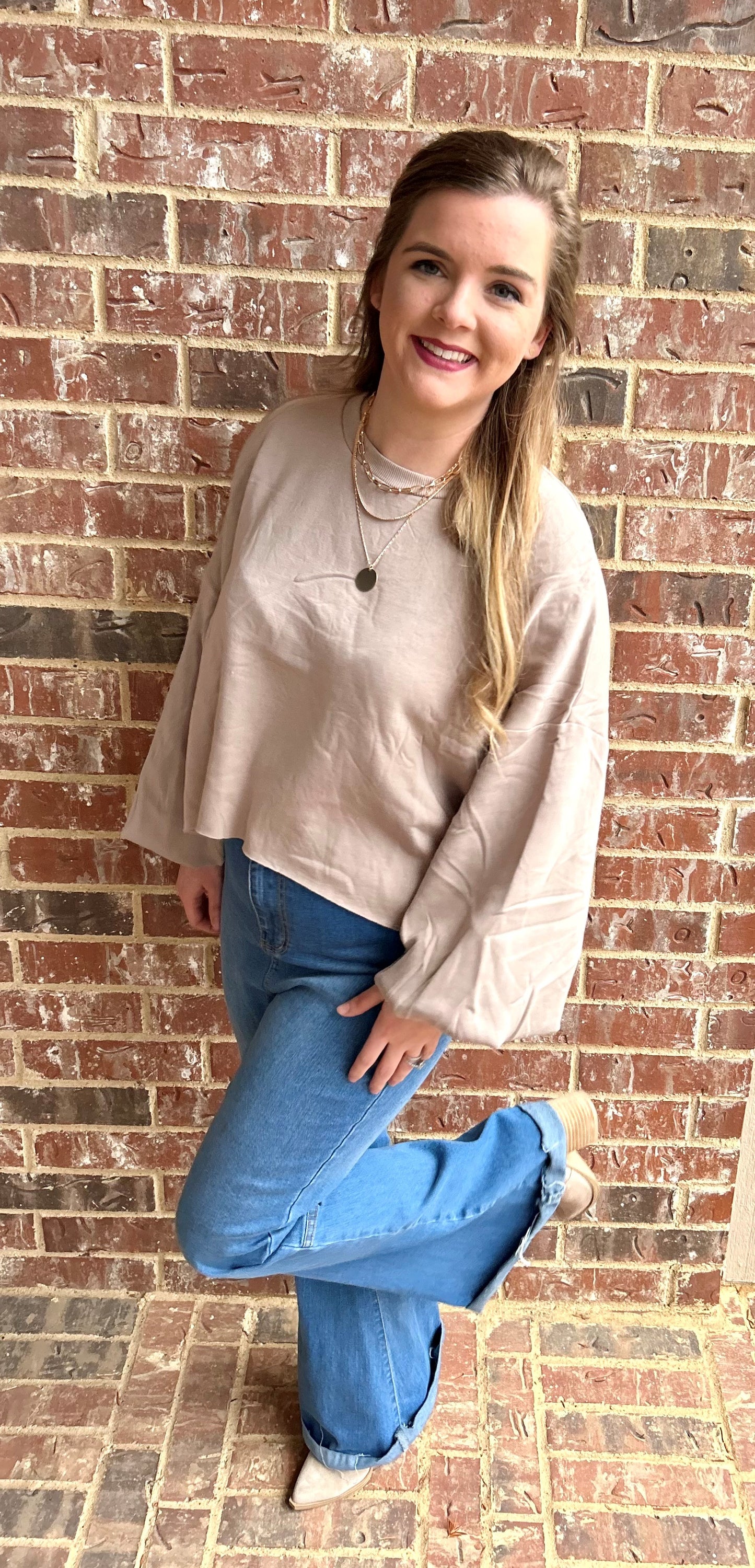 Soft Stretch Cropped Sweatshirt