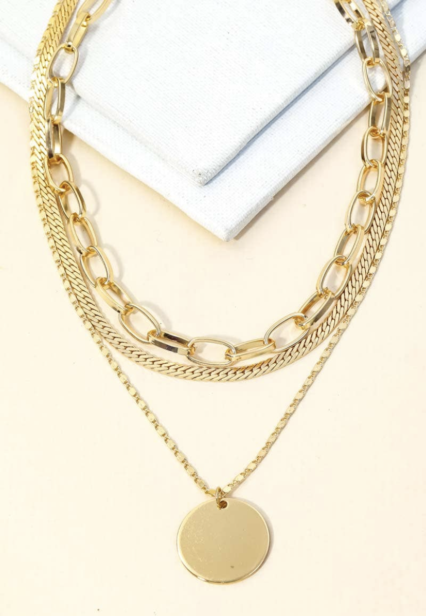 Layered Pendant Choker Necklace